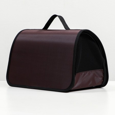 Bag-carrier for animals is hard without belt No. 2, 40x21x25 cm, nylon, brown-2