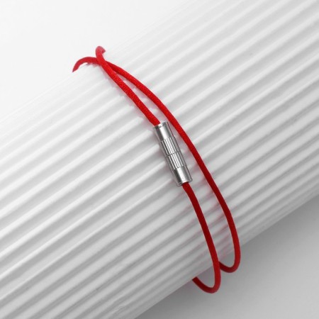 Bracelet-reinforcing "red thread" for luck, clover contour, silver color, 23 cm-3