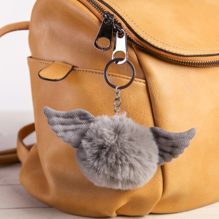 Fluffy on the ring "Ball with wings" mix 7x16.5x7 cm-2