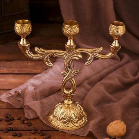 Brass Brass for 3 candles "curls" 21x8.5x19.5 cm-2