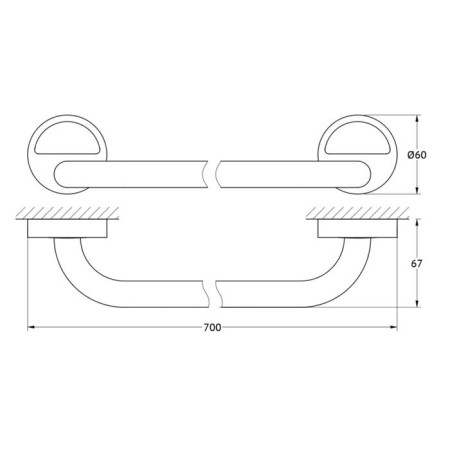 A towel bar 70 cm, chrome, fbs-1