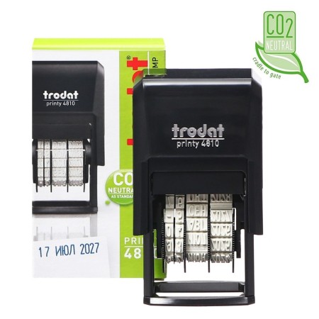 Automatic Trodat Printy 4810 DATER, month in letters, font height 3.8 mm, black body