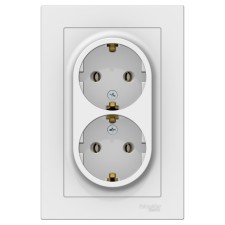 Double SE AtlasDesign, 16 A, 250 V, built -in, with salary, IP20, white, Atn000124