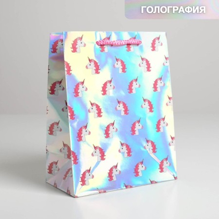 Gift holographic package, packaging, “unicorn”, 23 x 27 x 11.5 cm