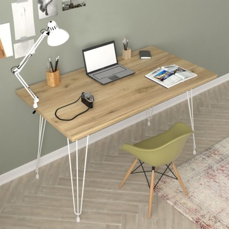 Dining table loverpool 110x60x75 cm, oak craf gold, white-4