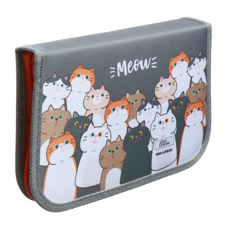 Penal 1 section 140 x 210 x 40 mm, folding pocket and cosmetic bag, fabric, calligrata topontent "cats"-4