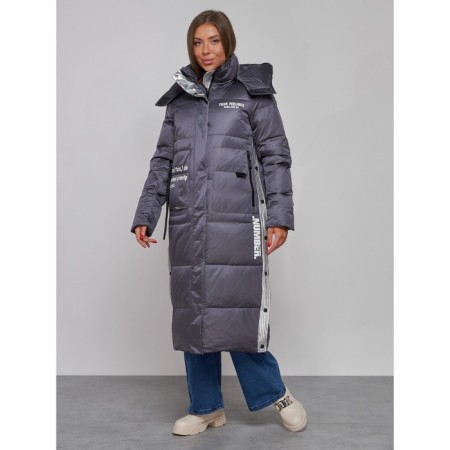 Coat insulated winter female, size 42, dark purple color-1