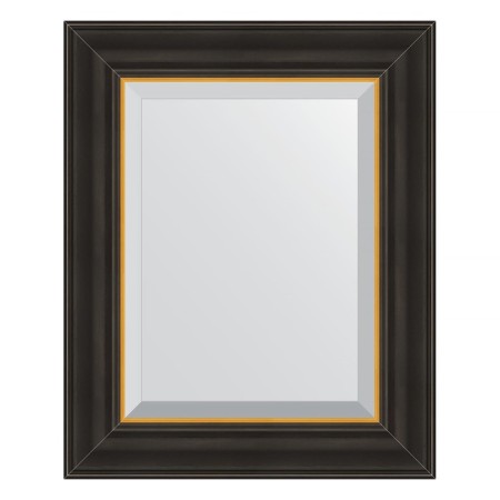 Mirror with fatset in a baguette frame, a black tree with gold 71 mm, 44x54 cm