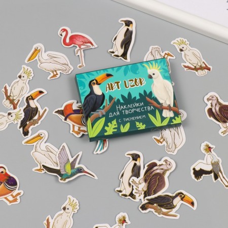 Stickers for creativity "Exotic birds" embossing gold set 48 pcs 9x7x0.8 cm