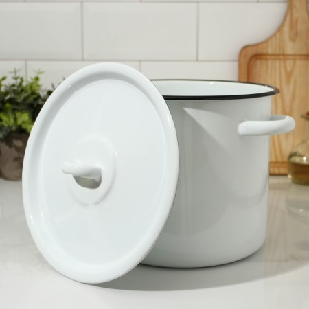 Pan without a decolle, 5.5 l, induction, metal cover, white color-1