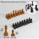 Chess figures made of an array of beech, with a velvet lining King H = 7.5 cm, Pig H = 4.3 cm