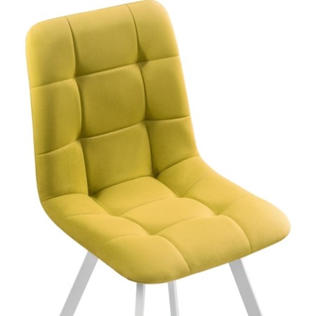 Stool on a metal frame chilli metal/velor, white/yellow 43.5x50x87.5 cm-4