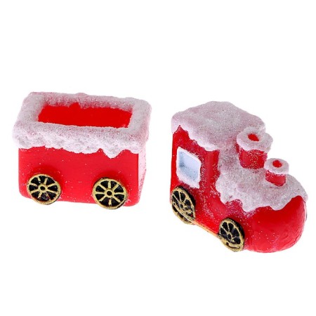 Puppet miniature "New Year's paravozik with a car"-1
