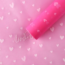 Flower film packaging moisture -resistant “love”, pink, 0.6 x 10 m