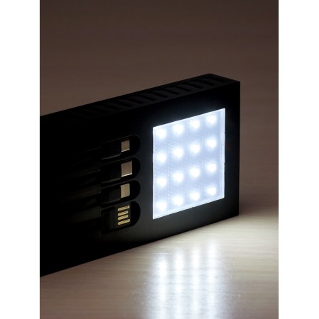 External battery 1000 mAh, 10 W, 2 USB, Type-C, flashlight, solar panel, black-3