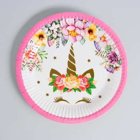 Set of dishes "Happy Birthday", unicorn, pink color-2