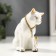Souvenir ceramics "White cat with a necklace" with gold, rhinestones 10.2 cm
