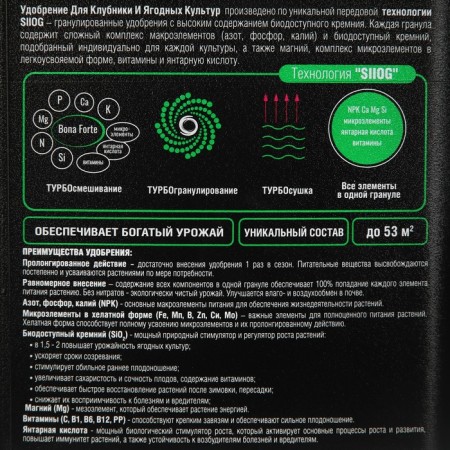 Dry fertilizer Bona Forte, for strawberries and berries with bio -accessory silicon, bucket, 1 liter-1
