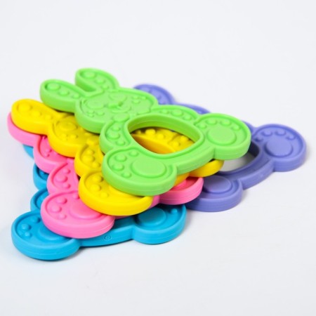Silicon “Bunny” teether, mix color, button-12