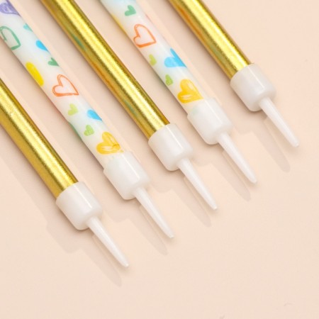 Candles for the Cake "Heart", 12 pcs, gold and white-3