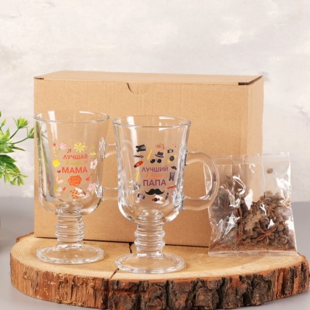 A set of mugs for mulled wine "dad and mom" two pieces in a box, spices-5