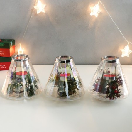 Glass candlestick, metal for 1 candle "Drop" MIX D-4 cm 14x14 cm-4