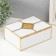 Casket glass, leatherette with a metal frame "East pattern" White 14.6x18.6x7 cm