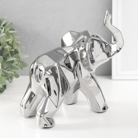 Souvenir Ceramics "Geometry. Elephant" silver 11x26x18 cm-5