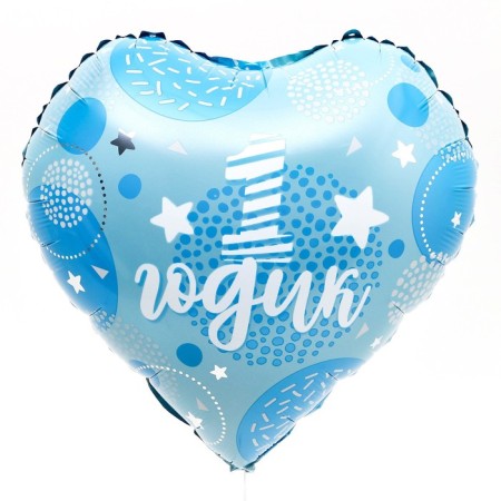 Foil ball 18 "1 year old son" in the shape of a heart, with a substrate-1