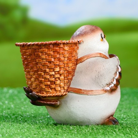 Figure pot "Sparrow with a basket on the back" 16x12x15cm-2