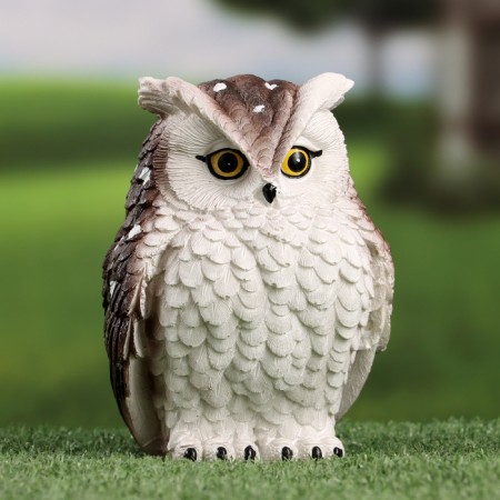 Garden figure "owl" bright, 9x9x14cm