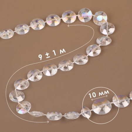 Beads on threads, with holography, 10 mm, 9 ± 1 m, the color is transparent