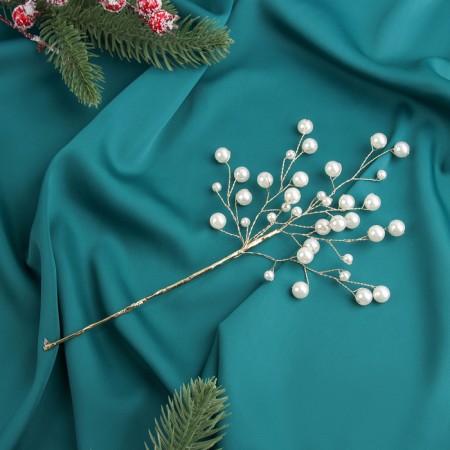 Decor "Crystal Tale" 29 cm, twig with pearls-1
