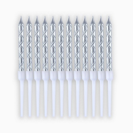 Candles for the cake, silver, 12 pcs.-3