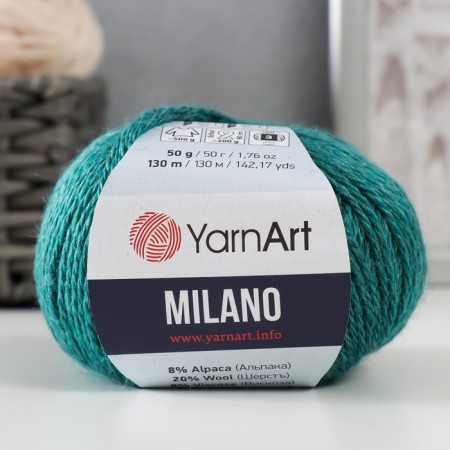 Yarn "Milano" 8%alpaca, 20%wool, 8%viscose, 64%acrylic 130m/50g (873 emerald)