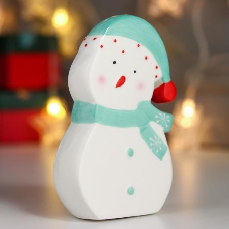 Souvenir Ceramics "Snowman, turquoise cap and scarf" 14x3.3x8 cm-1