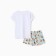 Female home set (T -shirt, shorts) "MOPS", white/blue color, size 50