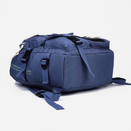 A backpack with a zipper, 3 outer pockets, blue color-2