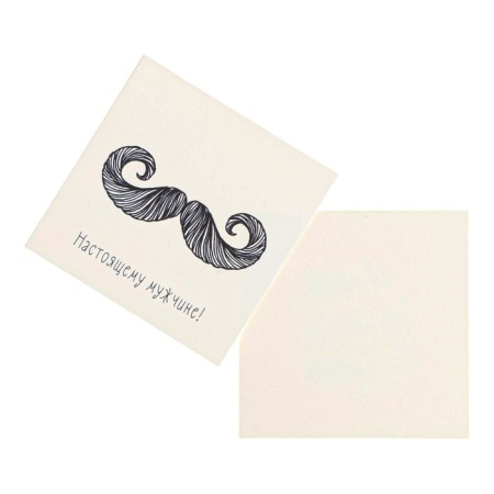 Mini-postcard "Real man!" mustache, 7 x 7 cm-1