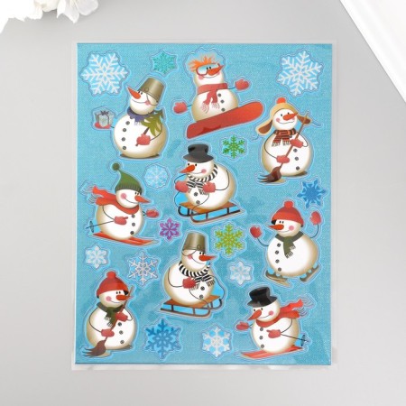 Plastic sticker "Active snowman" 24.5x19.5 cm