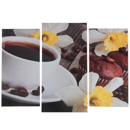 Modular picture "Coffee with cupcakes" (2-25x52; 1-30x60) 60x80 cm