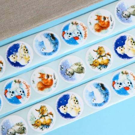 Stickers in the Roll "Friends", 500 pcs, 3.8 x 3.8 cm-2