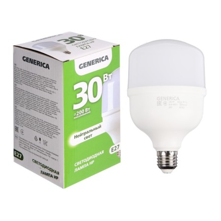 LED LED Generica HP, 30 W, 4000 K, E27, 230 V, LL-HP-30-230-40-E27-G