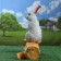 Garden figure "Bunny on a log" Gray, 45cm