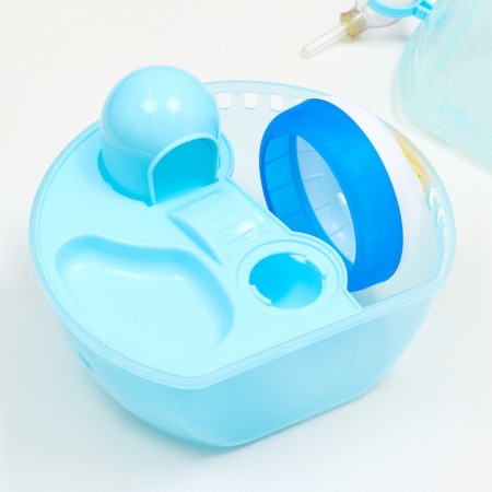 Carrier carrier carrier with a house, shelf, drinker, 29x23x23 cm, blue-7