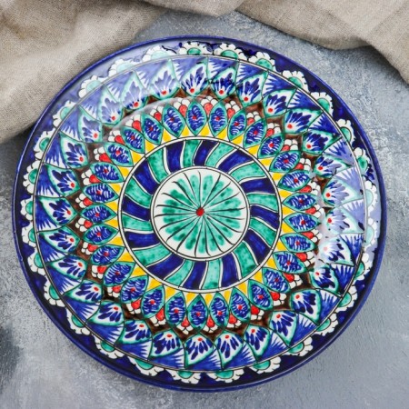 Plate of the Rishtan ceramics "Flowers", 22 cm, blue mix-1