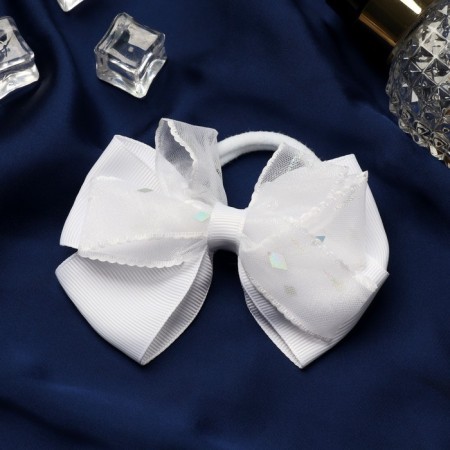 Hair elastic band Bant "Schoolgirl" double, 10 cm, white