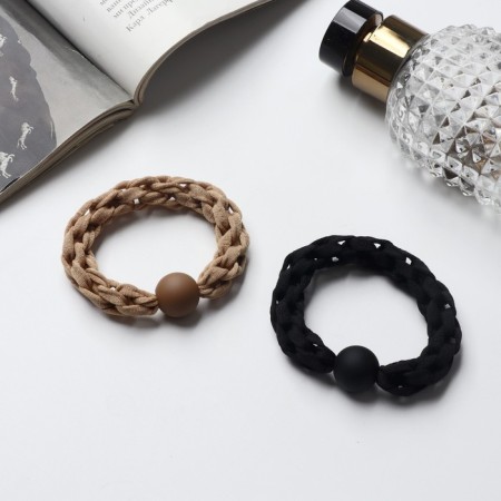 Hair gum "Leda" 5 cm, black and beige-1