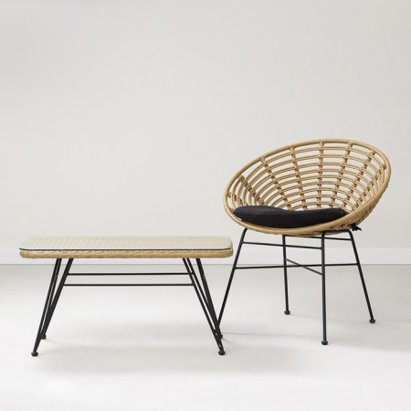 Coffee table Vetle, 800 × 400 × 400 mm, beige color / black-7