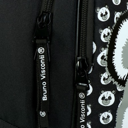 School backpack Bruno VisConti, 42 x 31 x 14 cm, ergonomic back, Panda-4